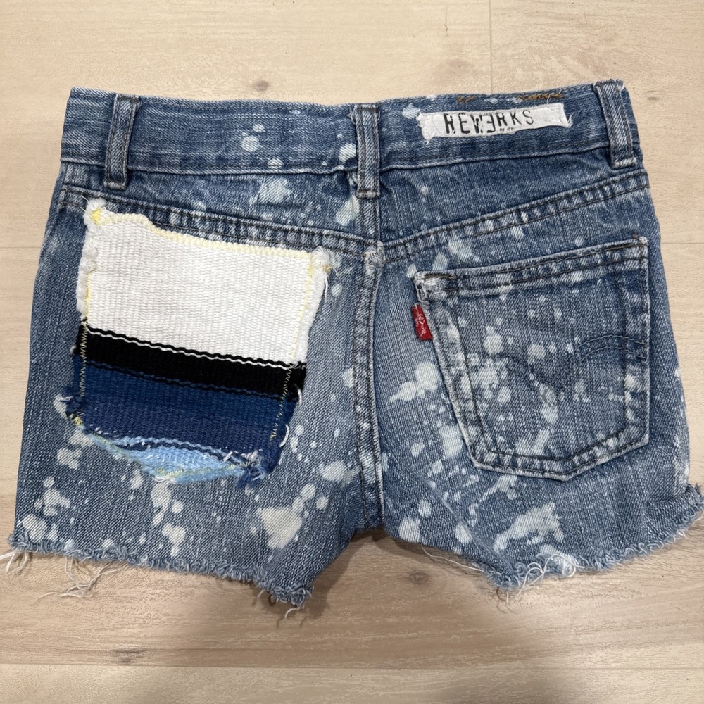 Levi's kids denim cutoff Jean Shorts‎ Southwest Serape OOAK